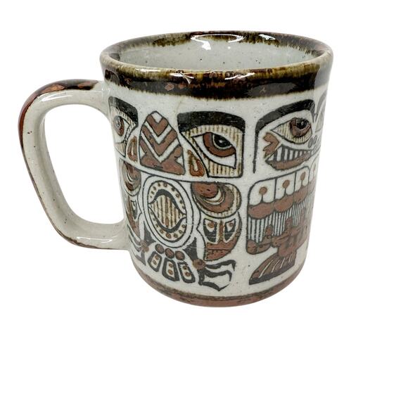 Vintage Mid-Century Speckled Stonewear Owl Coffee Mug - Picture 1 of 5
